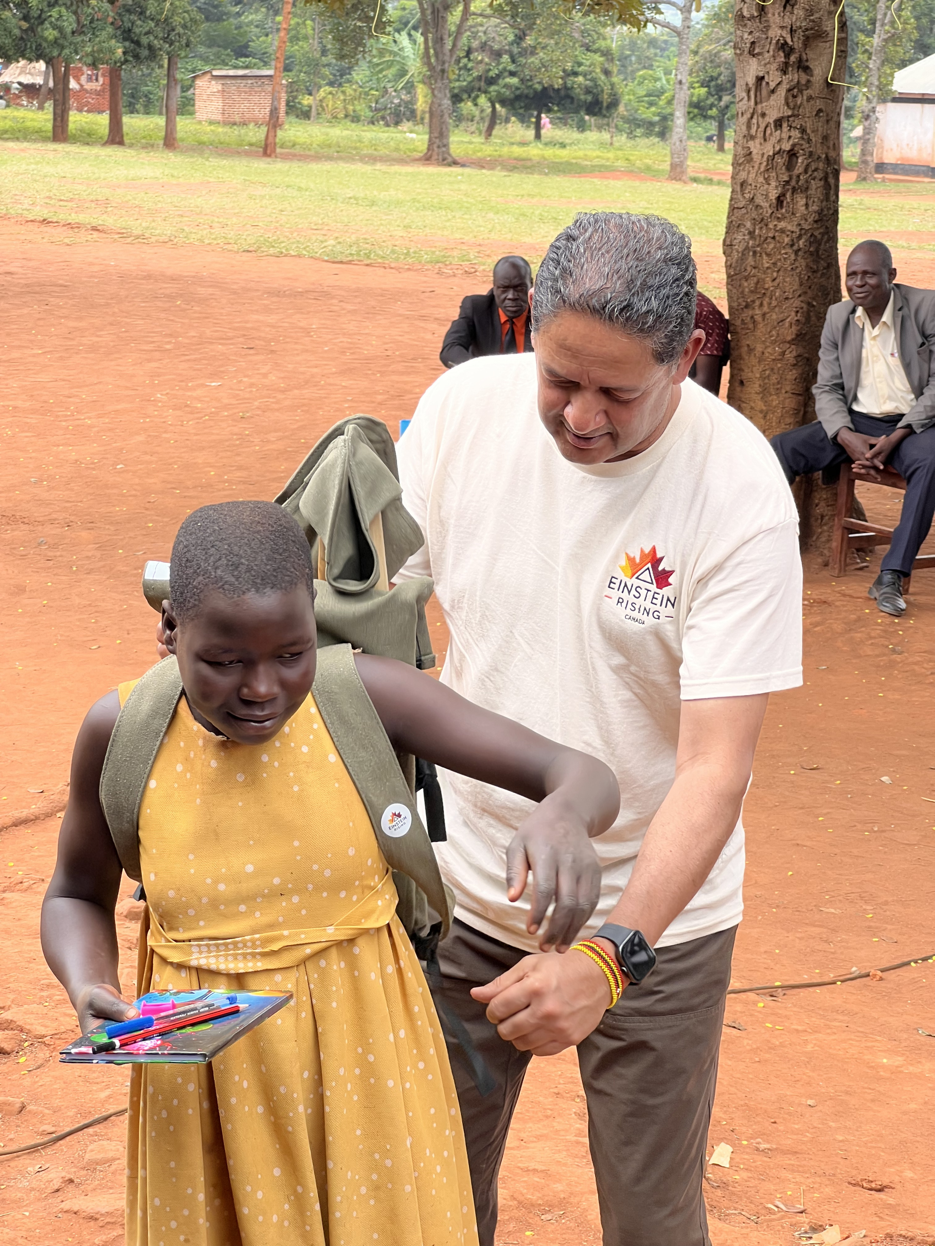 Distributing SeatPacks to Bulidha Primary School student